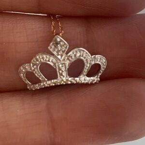 10k Gold Crown Pendant With Diamond Accent